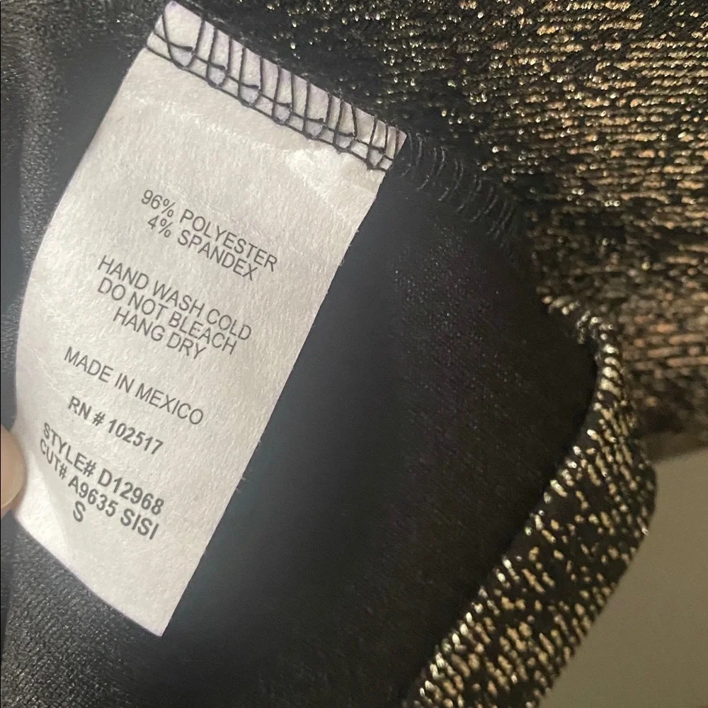 Soprano Shimmering Black and Gold Metallic Mini Dress NWTs